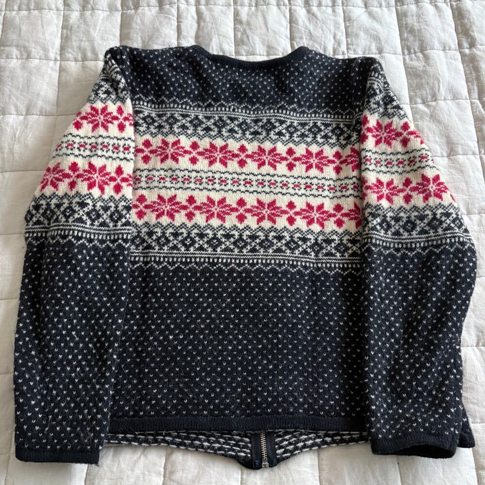 Scandia Wool Nordic Zip Cardigan Fair Isle Lg Scandigirl Cabincore GORPCORE - Picture 2 of 4